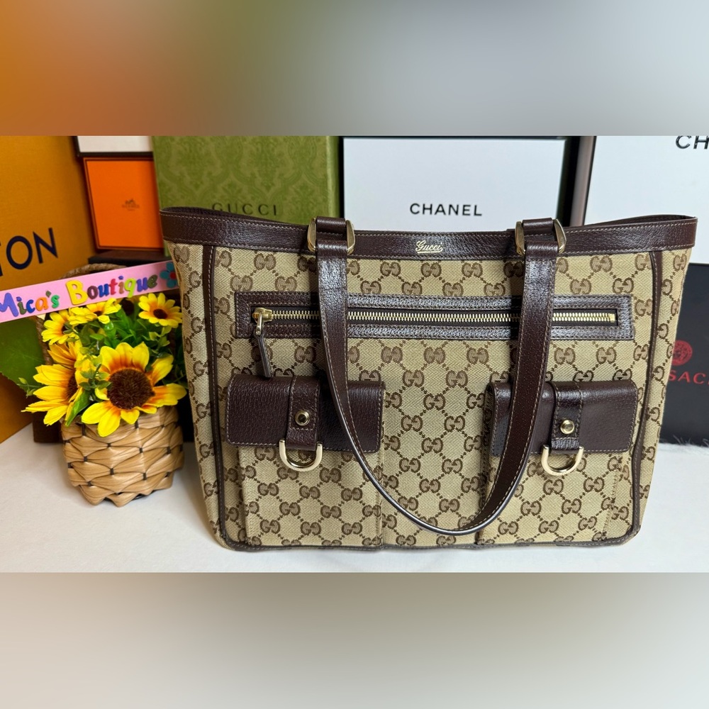 Auth GUCCI Preowned  EUC with COA GG Canvas Abby Tote Bag - Picture 5 of 17